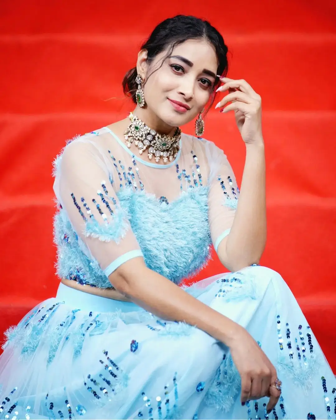 ETV Actress Bhanu Sri Stills in Beautiful Blue Lehenga Choli